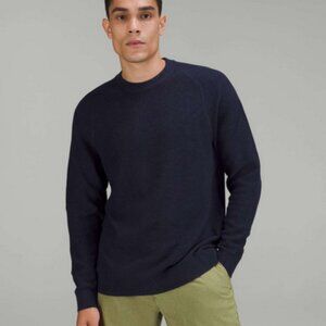 Lululemon Knit Crewneck Sweater Heathered Classic Navy Size XL FLAWS